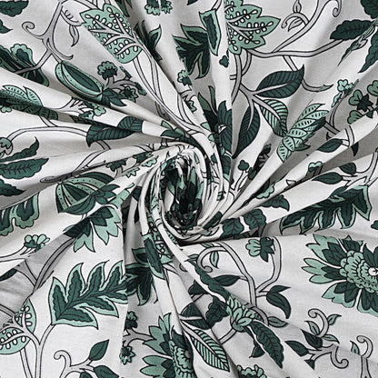 Rudra Bazaar Sea Green 210 TC Cotton Double King Bedsheet With 2 Pillow Covers