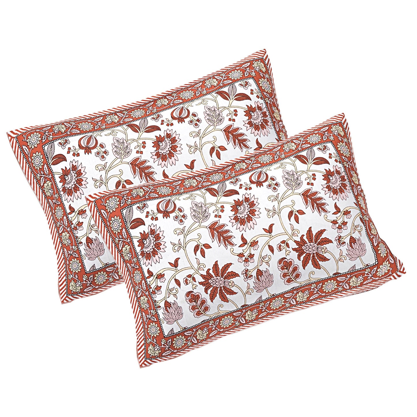 Rudra Bazaar Peach 210 TC Cotton Double King Bedsheet With 2 Pillow Covers