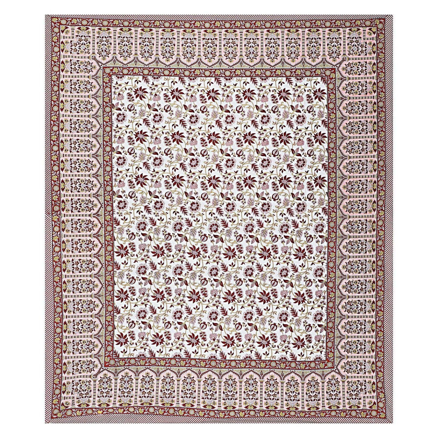 Rudra Bazaar Peach 210 TC Cotton Double King Bedsheet With 2 Pillow Covers