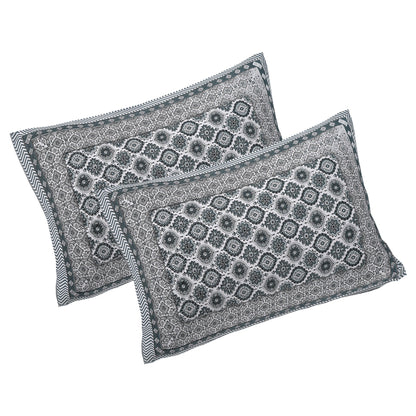 Rudra Bazaar Grey 210 TC Cotton Double King Bedsheet With 2 Pillow Covers