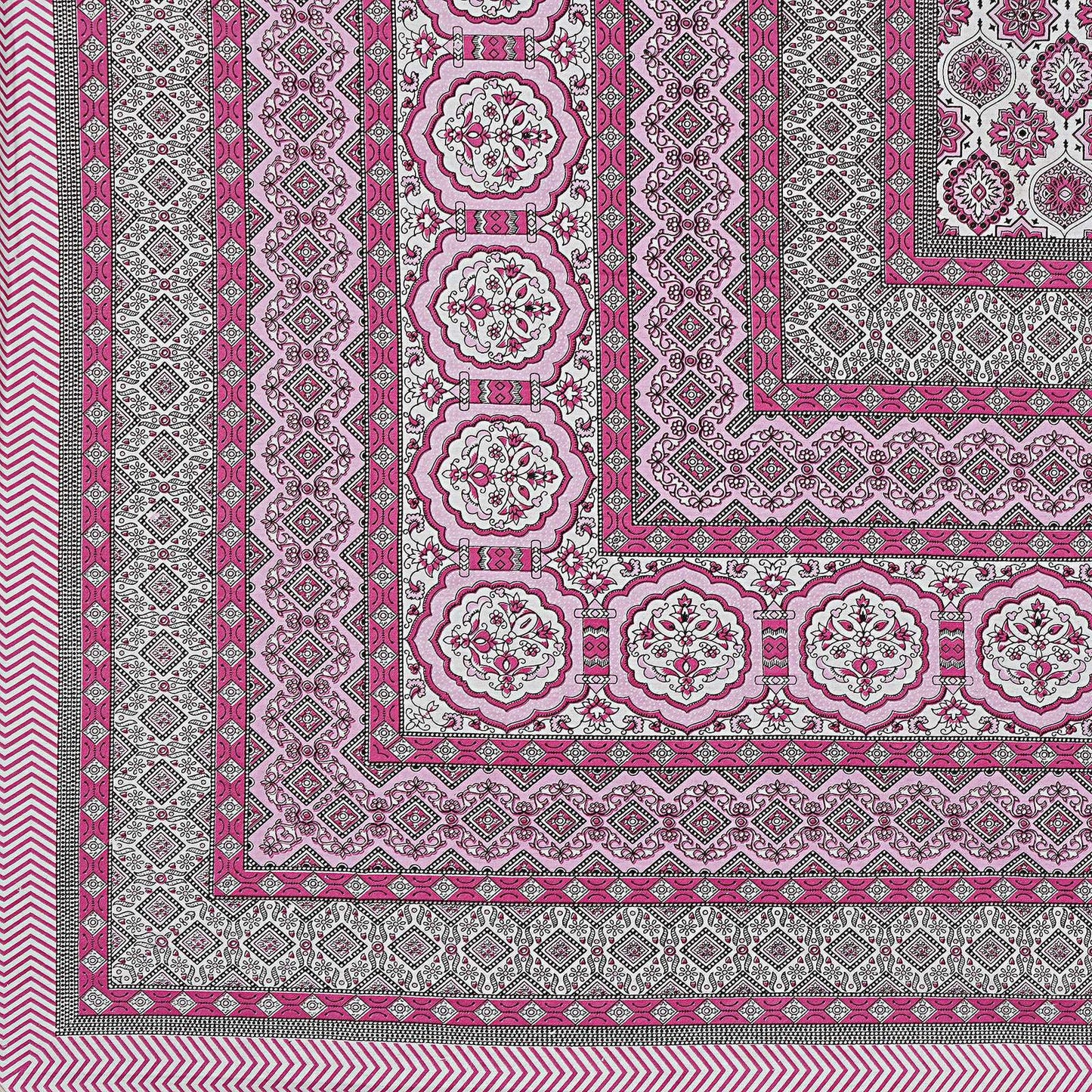 Rudra Bazaar Pink 210 TC Cotton Double King Bedsheet With 2 Pillow Covers