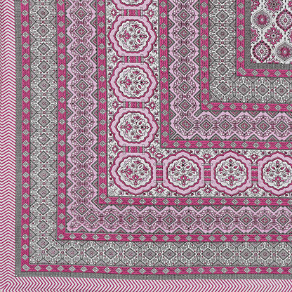 Rudra Bazaar Pink 210 TC Cotton Double King Bedsheet With 2 Pillow Covers