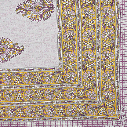 Rudra Bazaar Purple Gold 210 TC Cotton Double King Bedsheet With 2 Pillow Covers