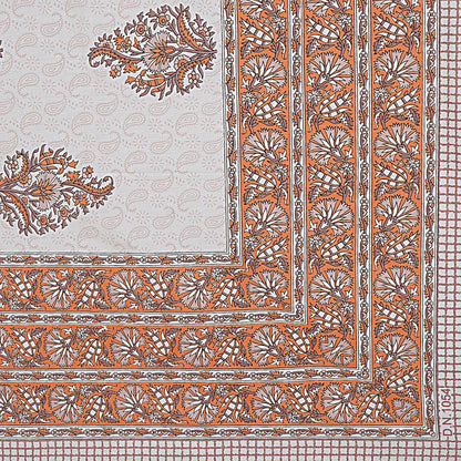 Rudra Bazaar Orange 210 TC Cotton Double King Bedsheet With 2 Pillow Covers