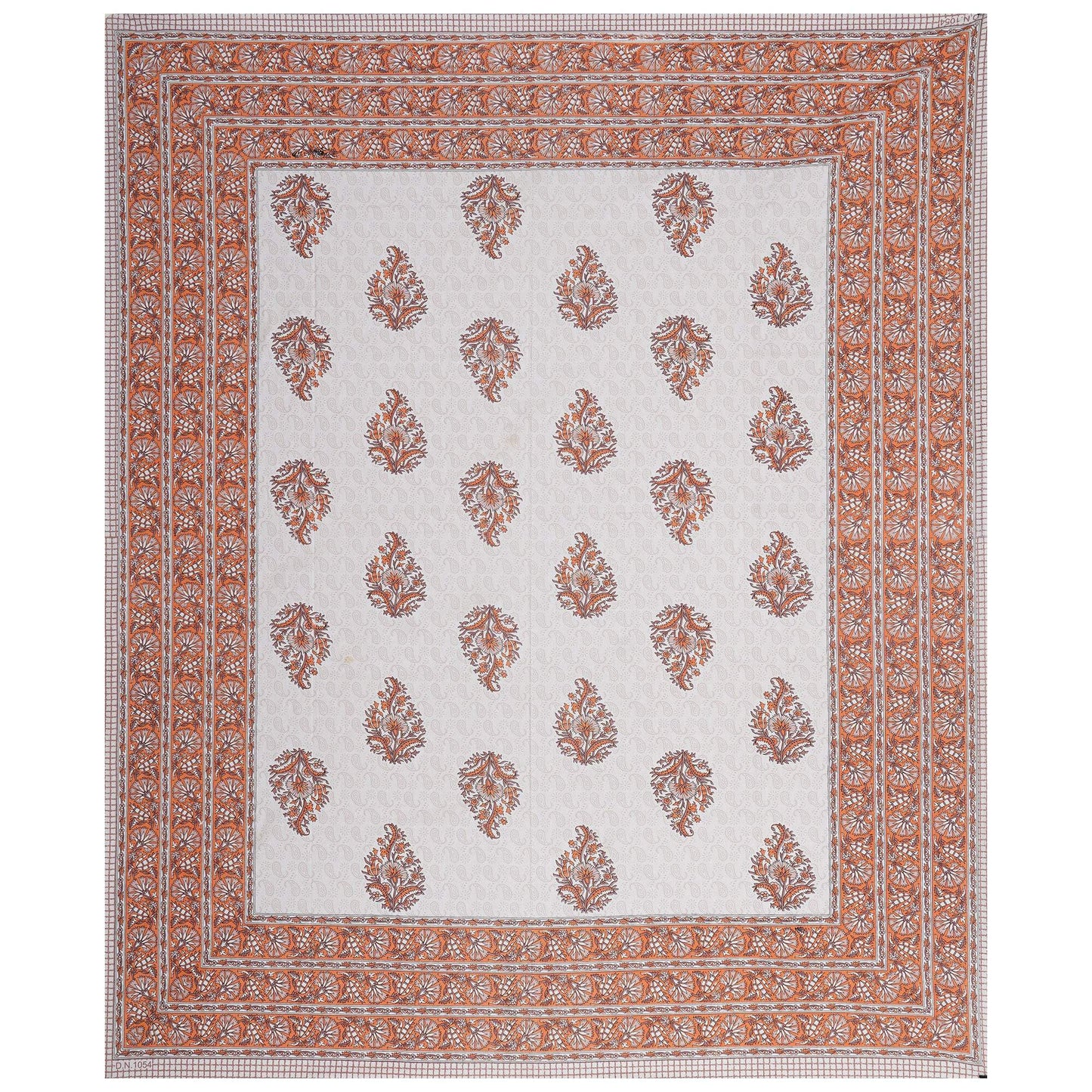 Rudra Bazaar Orange 210 TC Cotton Double King Bedsheet With 2 Pillow Covers