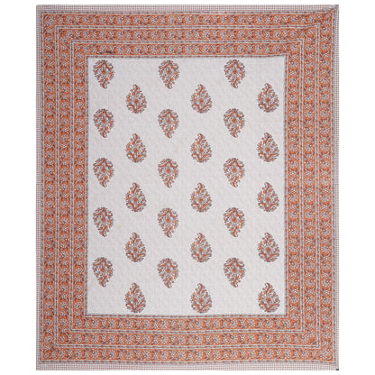 Rudra Bazaar Orange 210 TC Cotton Double King Bedsheet With 2 Pillow Covers