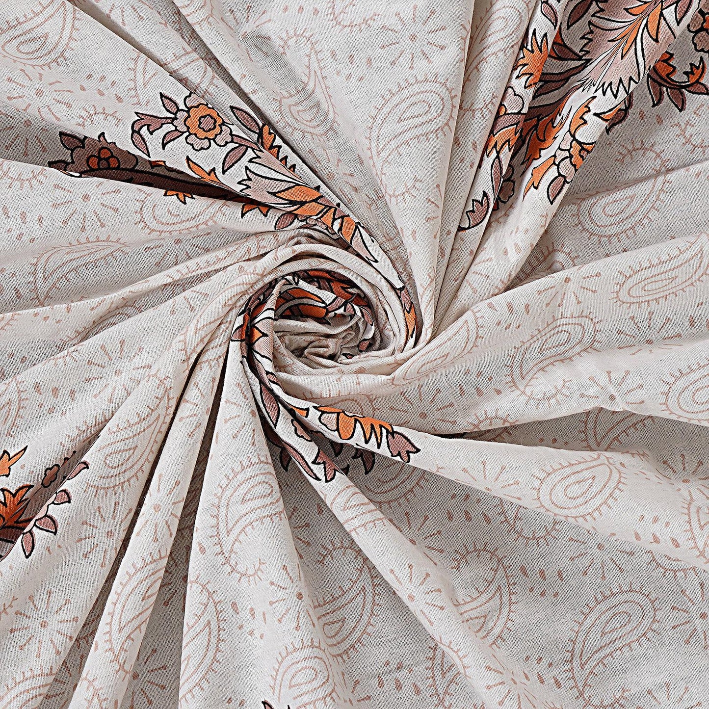 Rudra Bazaar Orange 210 TC Cotton Double King Bedsheet With 2 Pillow Covers
