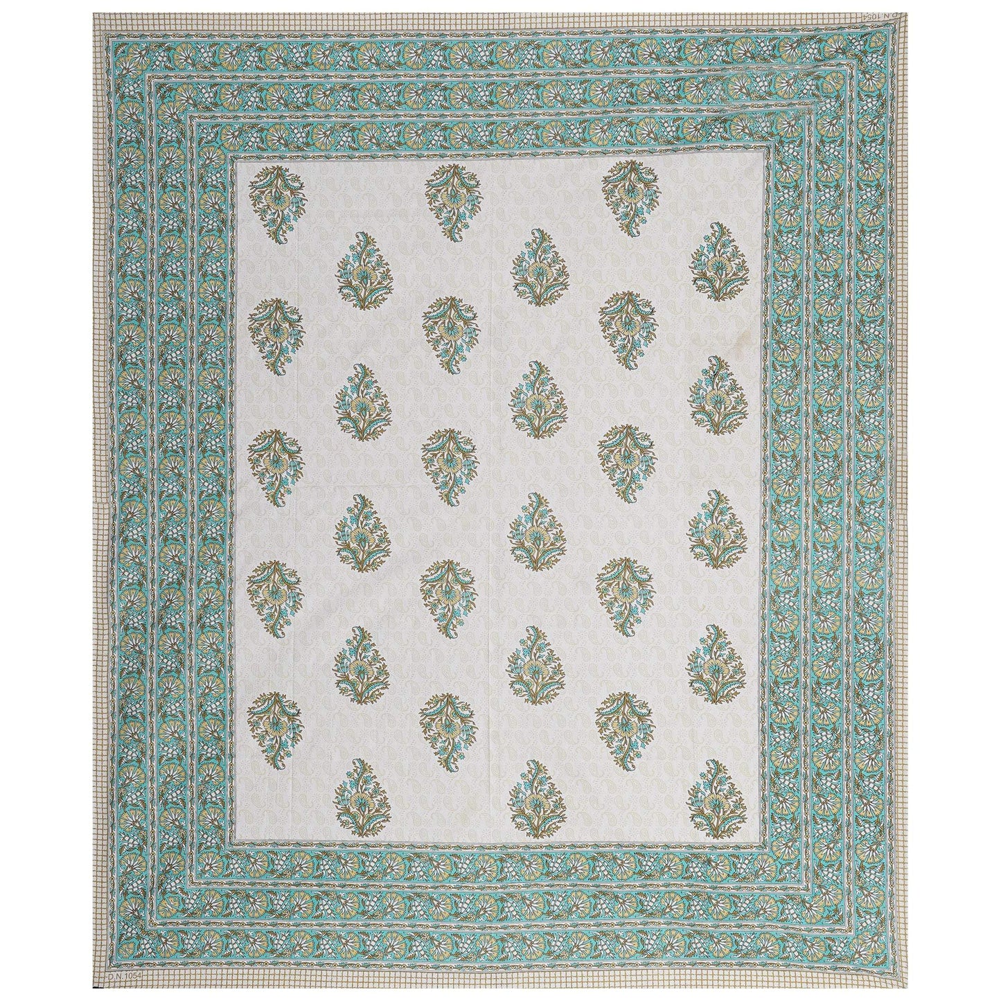 Rudra Bazaar Green 210 TC Cotton Double King Bedsheet With 2 Pillow Covers