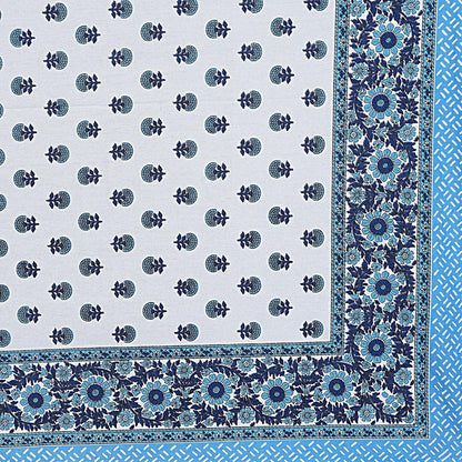 Rudra Bazaar Blue 210 TC Cotton Double King Bedsheet With 2 Pillow Covers