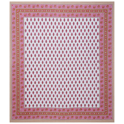 Rudra Bazaar Pink 210 TC Cotton Double King Bedsheet With 2 Pillow Covers