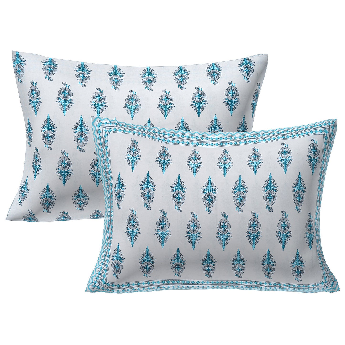 Rudra Bazaar Turquoise Blue 210 TC Cotton Double King Bedsheet With 2 Pillow Covers