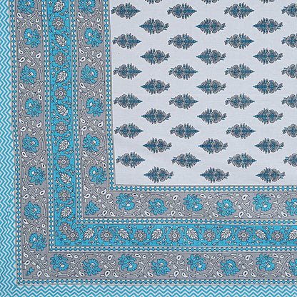 Rudra Bazaar Turquoise Blue 210 TC Cotton Double King Bedsheet With 2 Pillow Covers