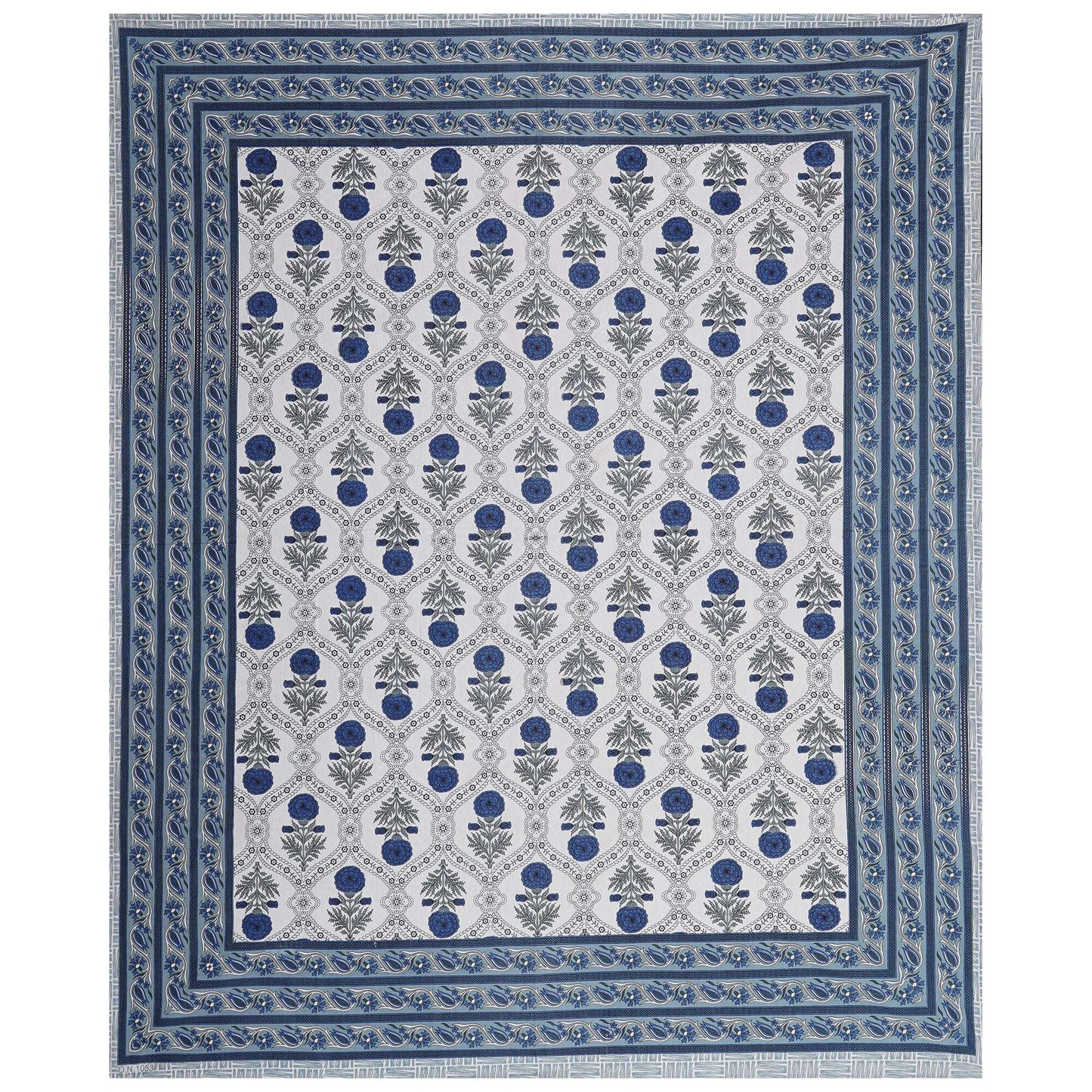 Rudra Bazaar Blue 210 TC Cotton Double King Bedsheet With 2 Pillow Covers
