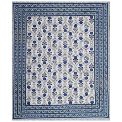 Rudra Bazaar Blue 210 TC Cotton Double King Bedsheet With 2 Pillow Covers