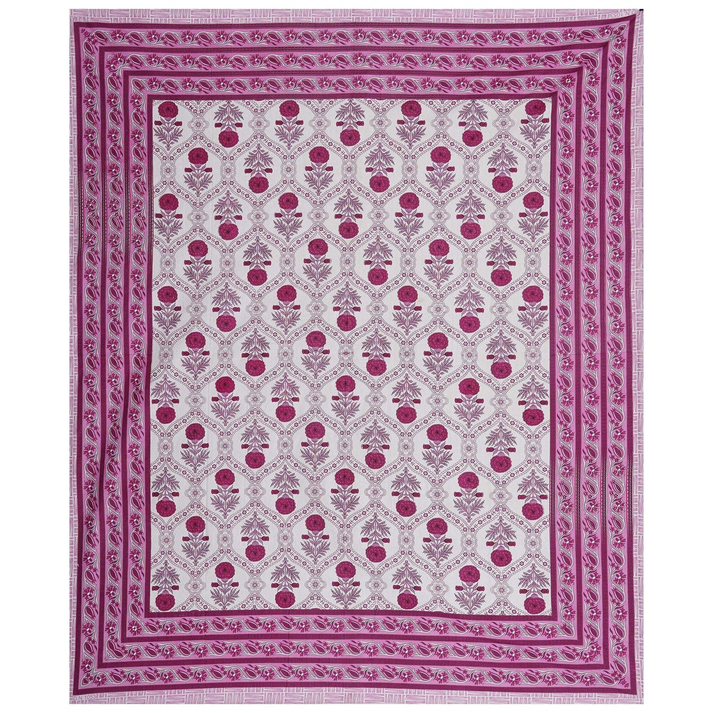 Rudra Bazaar Pink 210 TC Cotton Double King Bedsheet With 2 Pillow Covers