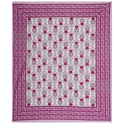 Rudra Bazaar Pink 210 TC Cotton Double King Bedsheet With 2 Pillow Covers