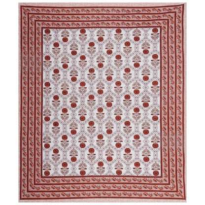 Rudra Bazaar Rust 210 TC Cotton Double King Bedsheet With 2 Pillow Covers