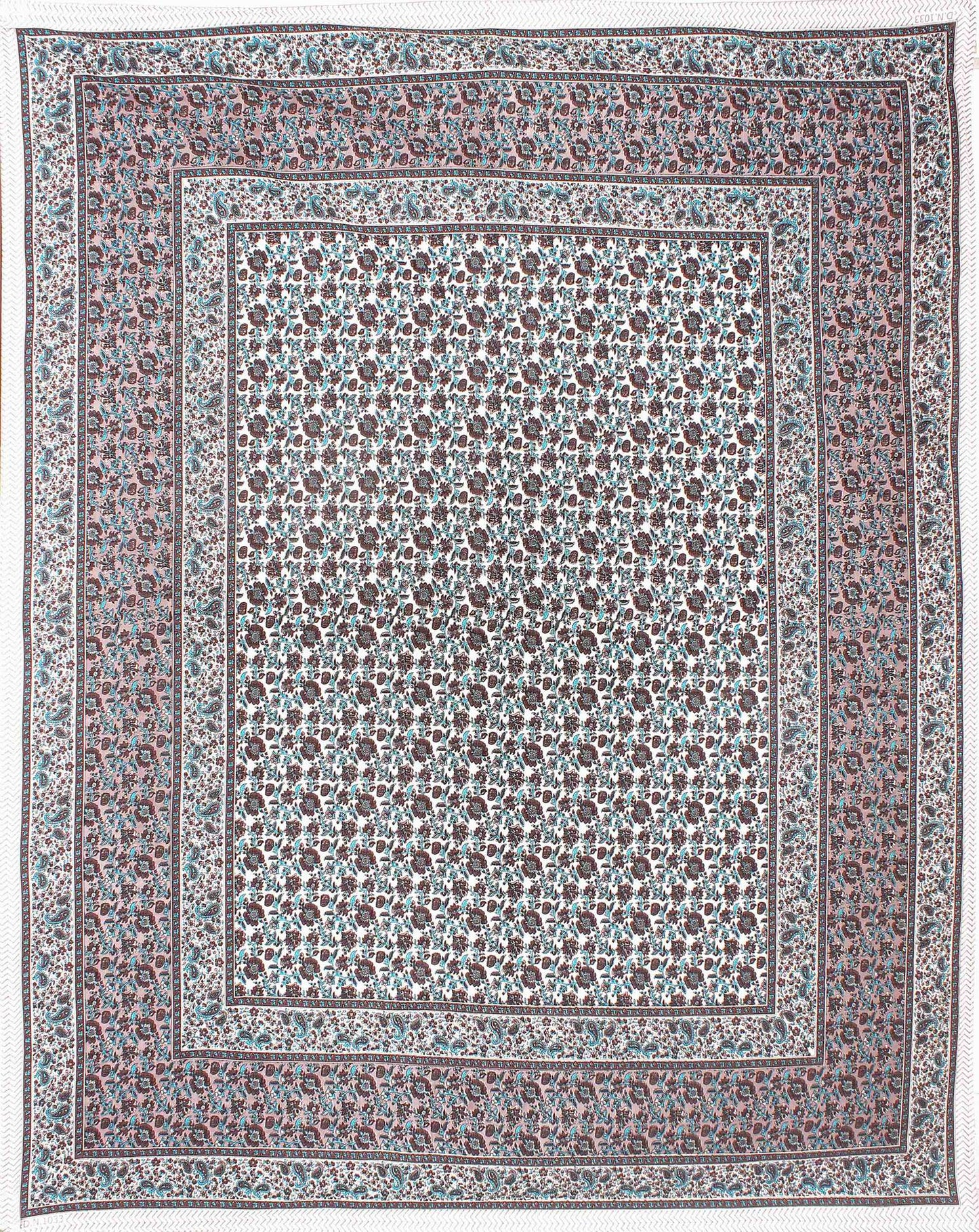 Rudra Bazaar Blue Brown 210 TC Cotton Double King Bedsheet With 2 Pillow Covers