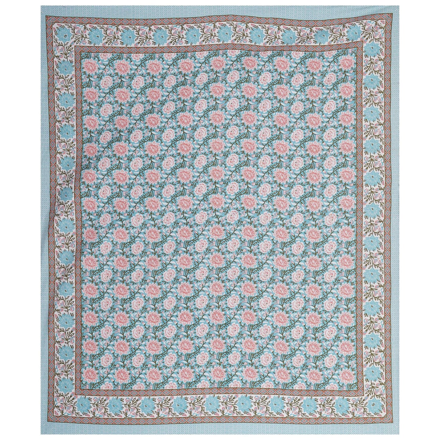 Rudra Bazaar Blue 210 TC Cotton Double King Bedsheet With 2 Pillow Covers