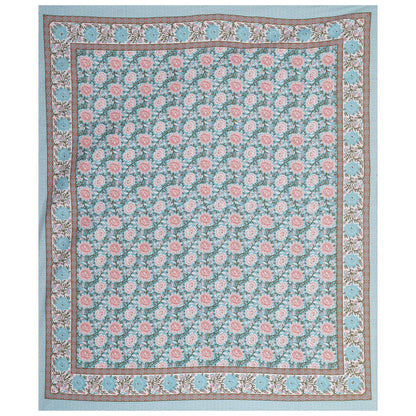 Rudra Bazaar Blue 210 TC Cotton Double King Bedsheet With 2 Pillow Covers
