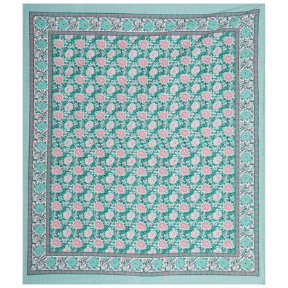 Rudra Bazaar Sea Green 210 TC Cotton Double King Bedsheet With 2 Pillow Covers