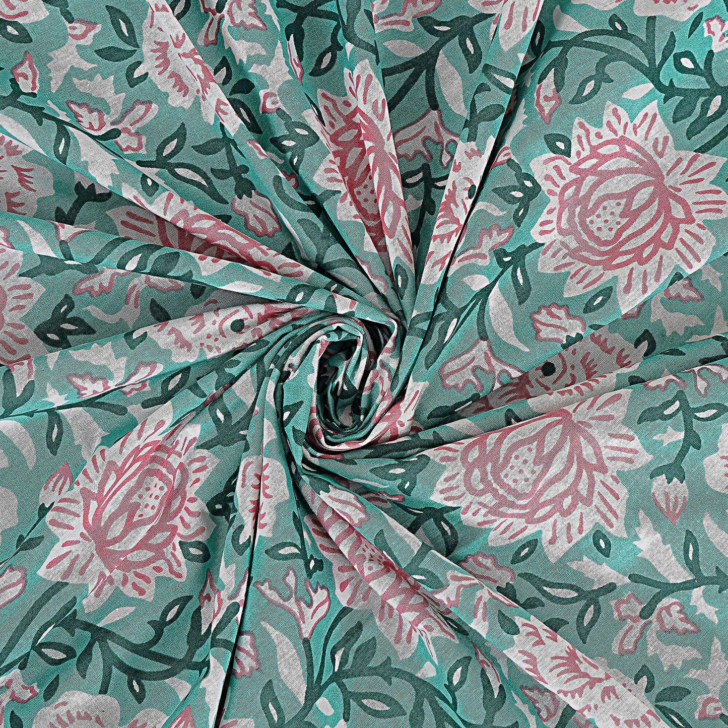 Rudra Bazaar Sea Green 210 TC Cotton Double King Bedsheet With 2 Pillow Covers