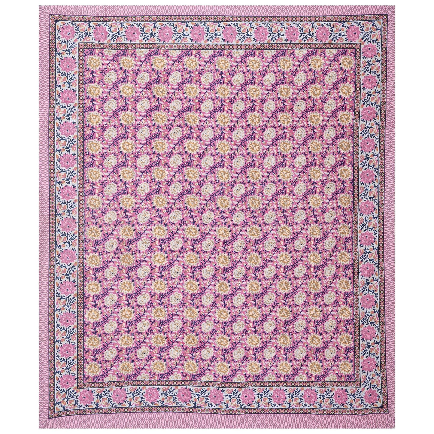 Rudra Bazaar Pink 210 TC Cotton Double King Bedsheet With 2 Pillow Covers