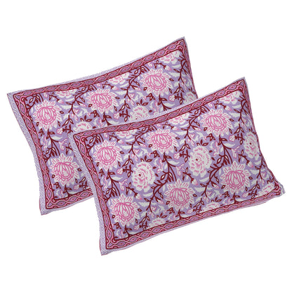 Rudra Bazaar Purple 210 TC Cotton Double King Bedsheet With 2 Pillow Covers