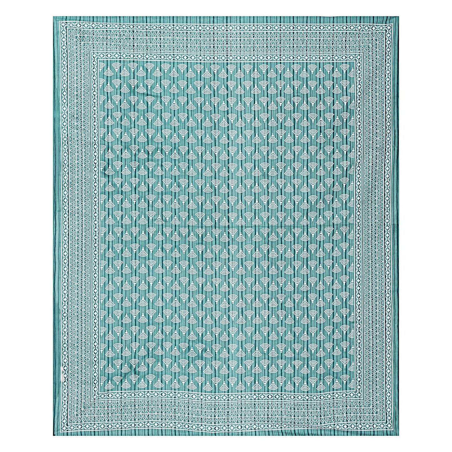 Rudra Bazaar Sea Green 210 TC Cotton Double King Bedsheet With 2 Pillow Covers