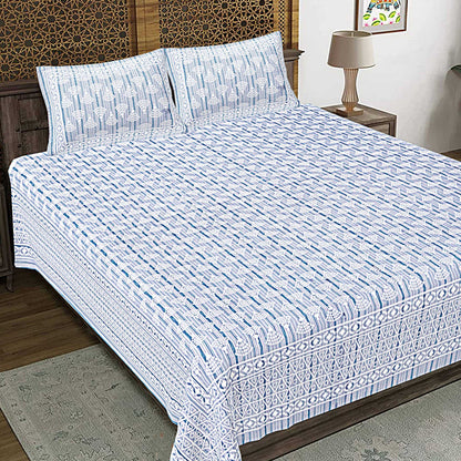 Rudra Bazaar Grey 210 TC Cotton Double King Bedsheet With 2 Pillow Covers