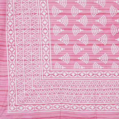 Rudra Bazaar Pink 210 TC Cotton Double King Bedsheet With 2 Pillow Covers