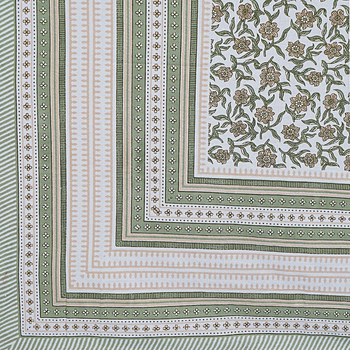 Rudra Bazaar Green 210 TC Cotton Double King Bedsheet With 2 Pillow Covers