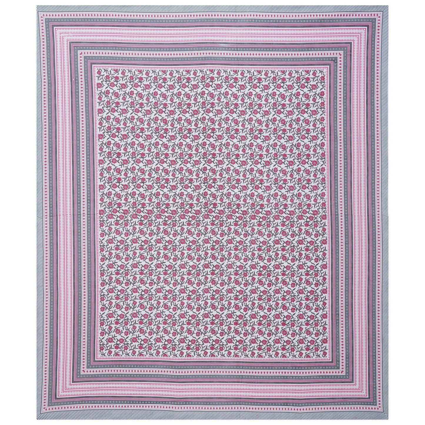 Rudra Bazaar Pink 210 TC Cotton Double King Bedsheet With 2 Pillow Covers