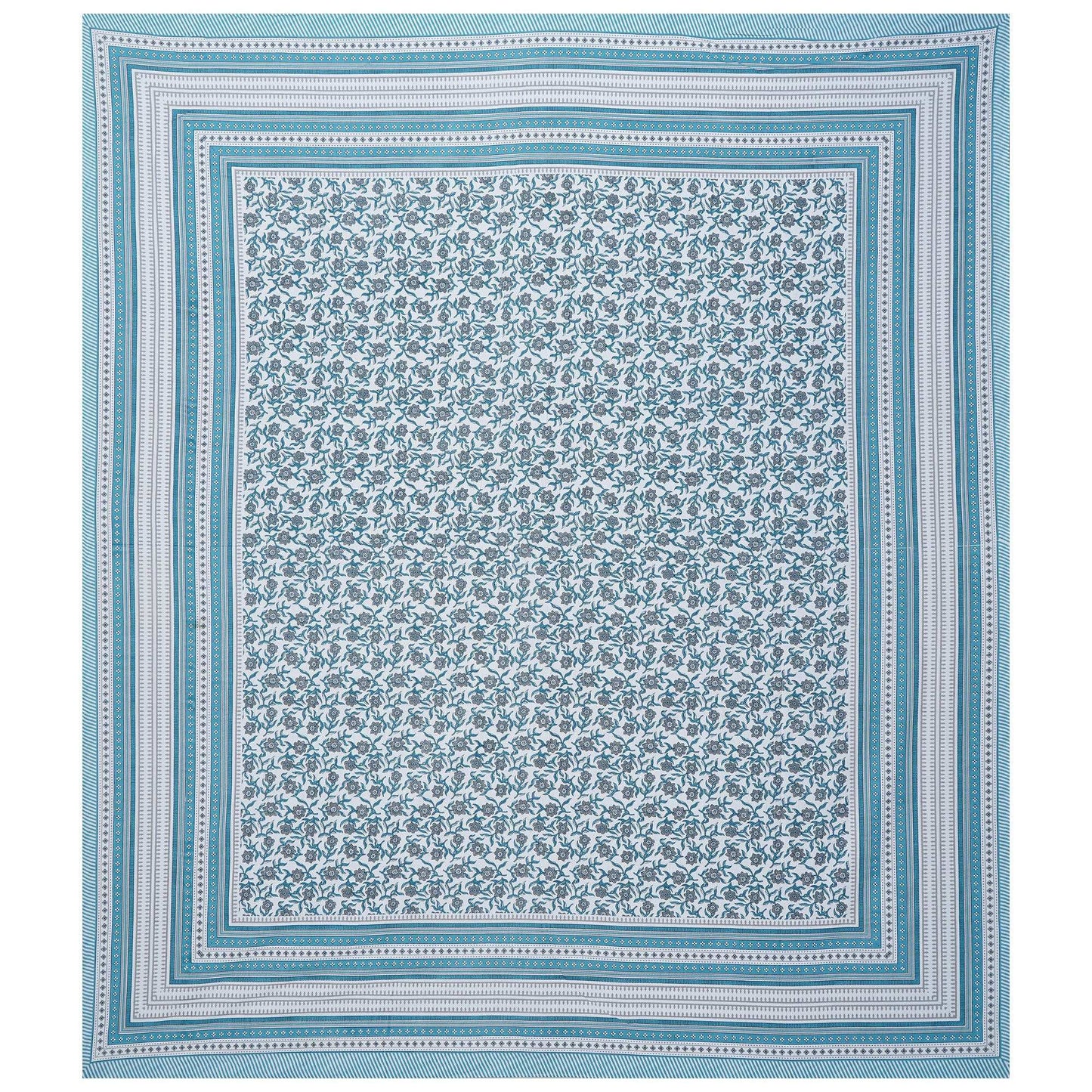 Rudra Bazaar Turquoise Blue 210 TC Cotton Double King Bedsheet With 2 Pillow Covers