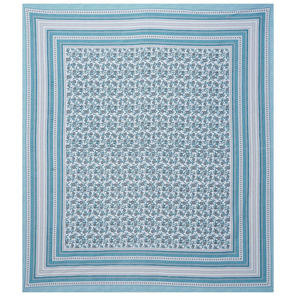 Rudra Bazaar Turquoise Blue 210 TC Cotton Double King Bedsheet With 2 Pillow Covers