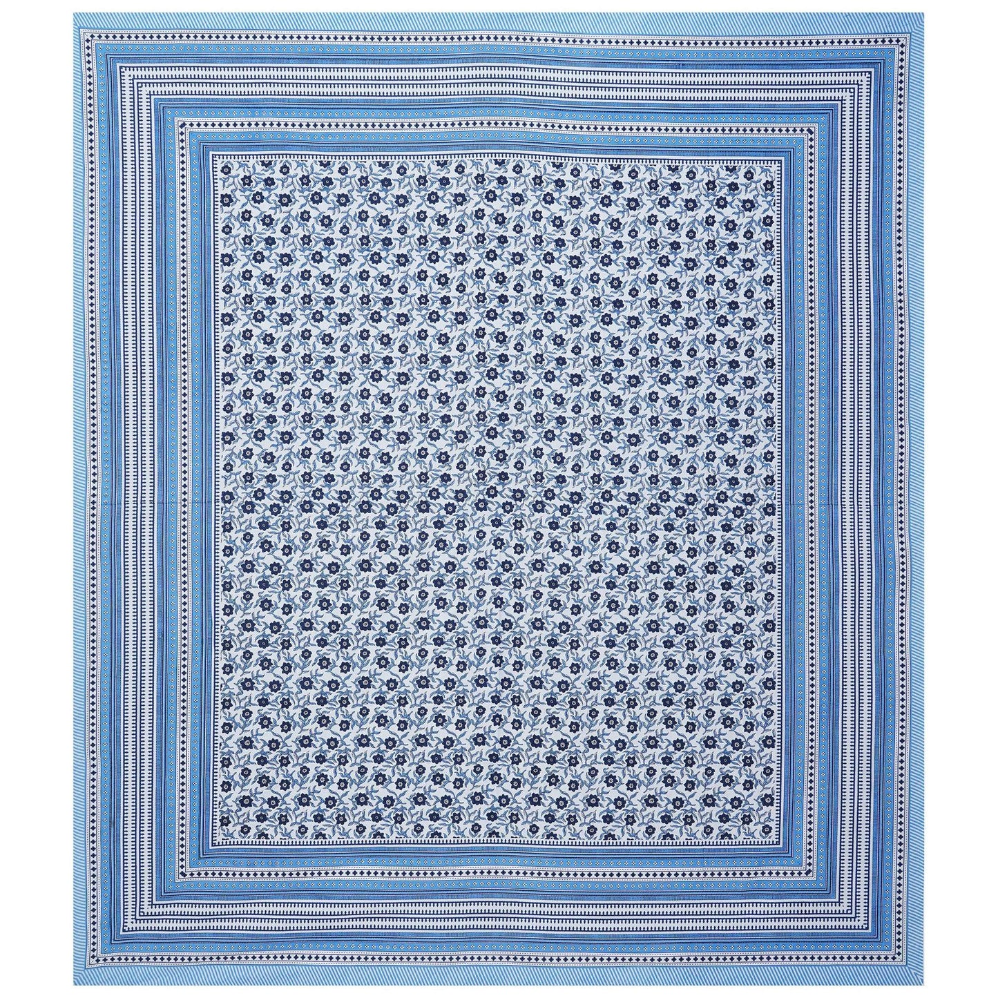 Rudra Bazaar Blue 210 TC Cotton Double King Bedsheet With 2 Pillow Covers