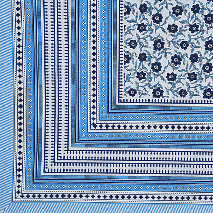 Rudra Bazaar Blue 210 TC Cotton Double King Bedsheet With 2 Pillow Covers