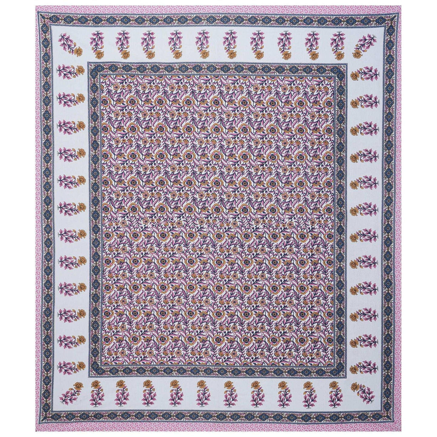 Rudra Bazaar Pink 210 TC Cotton Double King Bedsheet With 2 Pillow Covers