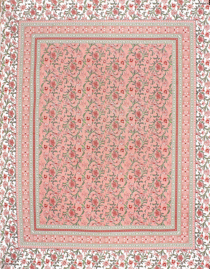 Rudra Bazaar Pink 210 TC Cotton Double King Bedsheet With 2 Pillow Covers