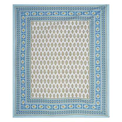 Rudra Bazaar Blue 210 TC Cotton Double King Bedsheet With 2 Pillow Covers