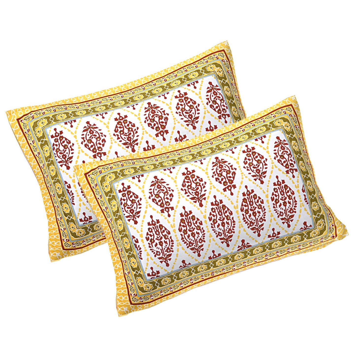 Rudra Bazaar Gold 210 TC Cotton Double King Bedsheet With 2 Pillow Covers