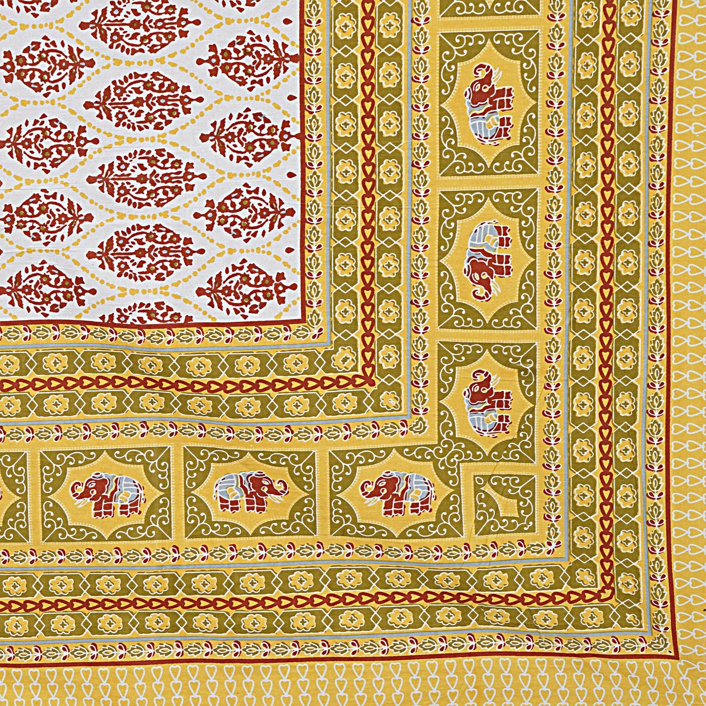 Rudra Bazaar Gold 210 TC Cotton Double King Bedsheet With 2 Pillow Covers