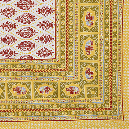Rudra Bazaar Gold 210 TC Cotton Double King Bedsheet With 2 Pillow Covers