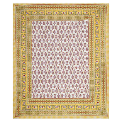 Rudra Bazaar Gold 210 TC Cotton Double King Bedsheet With 2 Pillow Covers