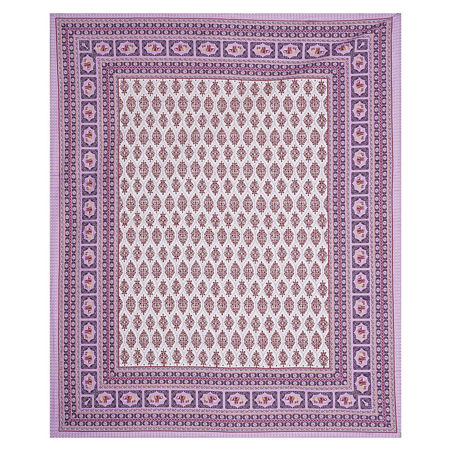 Rudra Bazaar Purple 210 TC Cotton Double King Bedsheet With 2 Pillow Covers