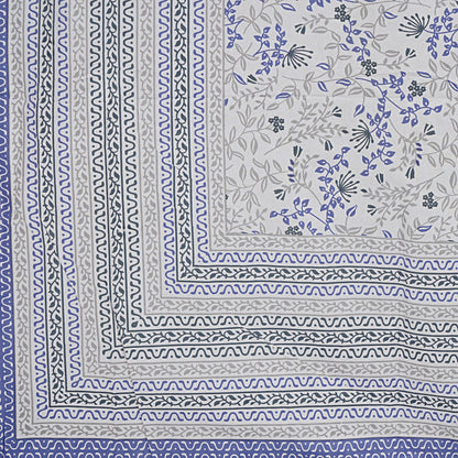 Rudra Bazaar Blue 210 TC Cotton Double King Bedsheet With 2 Pillow Covers