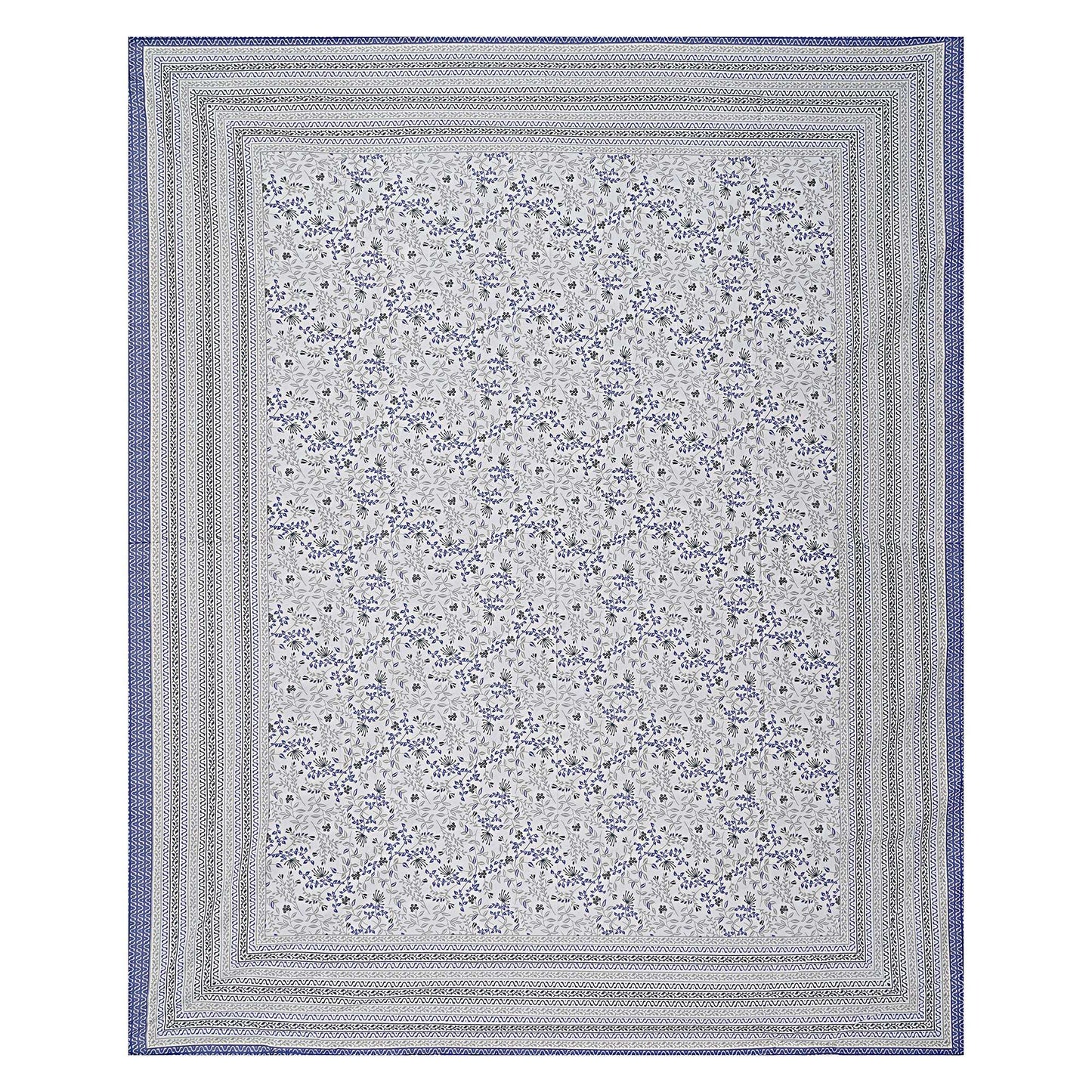 Rudra Bazaar Blue 210 TC Cotton Double King Bedsheet With 2 Pillow Covers