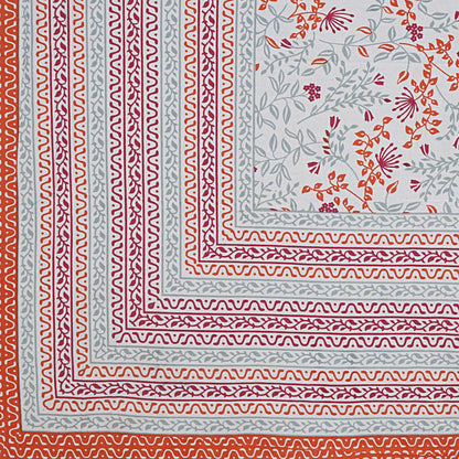 Rudra Bazaar Orange 210 TC Cotton Double King Bedsheet With 2 Pillow Covers