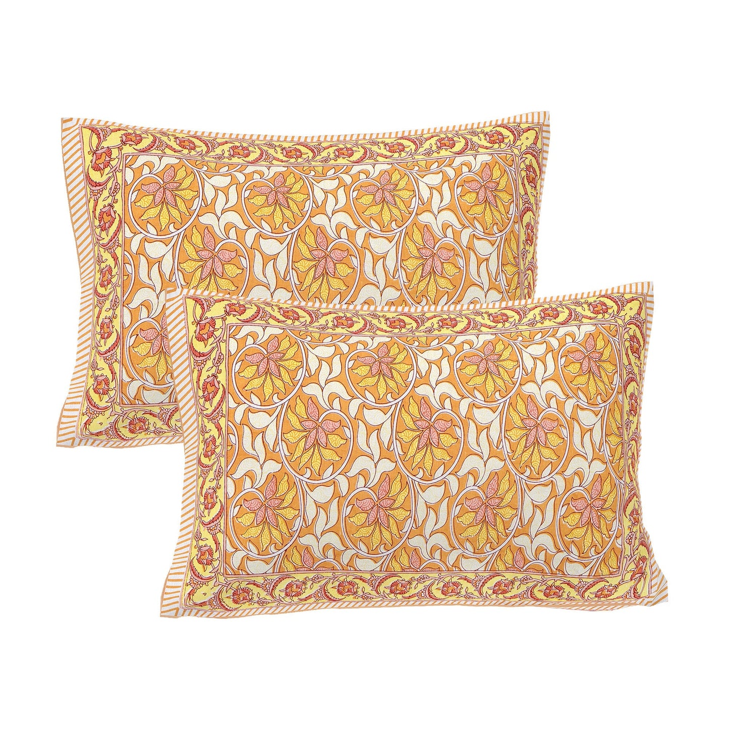 Rudra Bazaar Multi 210 TC Cotton Double King Bedsheet With 2 Pillow Covers