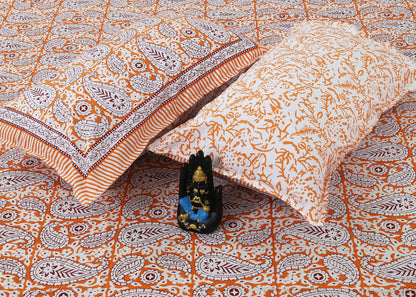 Rudra Bazaar Multi 210 TC Cotton Double King Bedsheet With 2 Pillow Covers